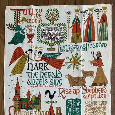 Christmas Songs 221 towel/wallhanging/runner. Good King Wenceslas at bottom center.: Collection of PKM.