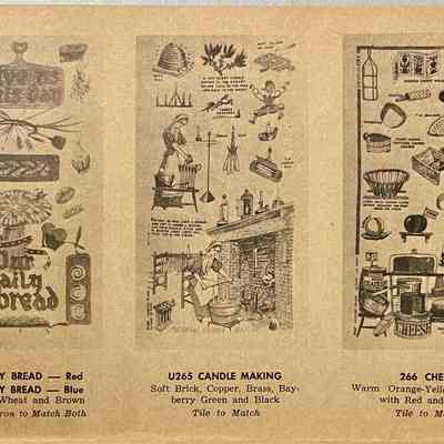 Candle Making U265 towel/wallhanging, center.: From “Country Prints by Robert Darr Wert and Neighbors”, c.1963. Image: Michael J. Dawson