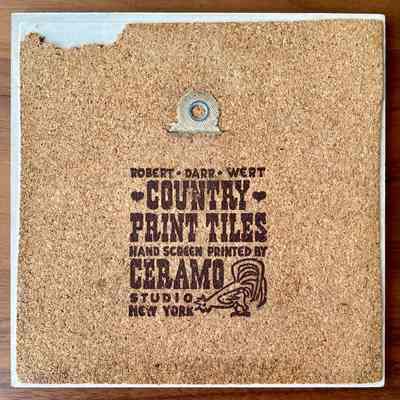 Tile back with Country Print Tiles branding.