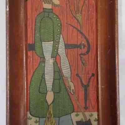 Example of Country Man 516-5 print in early Country Prints cove frame.: Image: vintagecharm96, ebay.com.