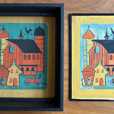 Framed Barn print with original hand painted artwork by Robert Darr Wert.: Collection of PKM.