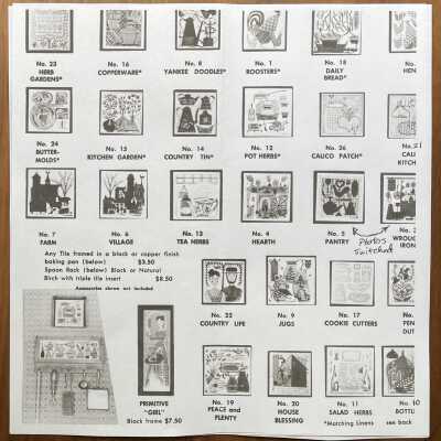 Calico Kitchen T-21 tile, second row from top, right.: From “Robert Darr Wert/Country Print Tiles”, c.1955. Image: PKM