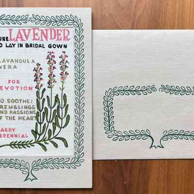 Lavender notecard with envelope.: PKM collection.