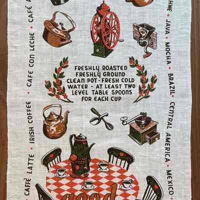 Matching Good Coffee towel/wallhanging; see “Towels/Wallhangings”.: PKM collection. Image: PKM