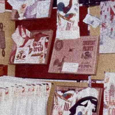 “Country Store” gift boxes featuring matching sets of towels, aprons and tiles.: Cropped from image below.