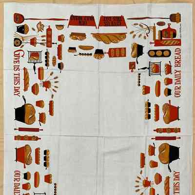 Tablecloth: Daily Bread 453, c.1957, 52”x72”, Red