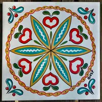 Tile: Pennsylvania Dutch Hex (TK), Hearts, Square