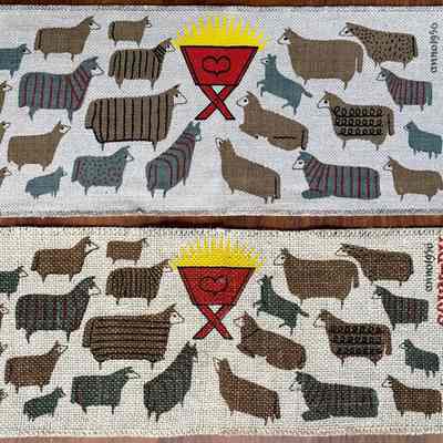 1955 Wert family and Country Printers Christmas greetings on different fabrics.