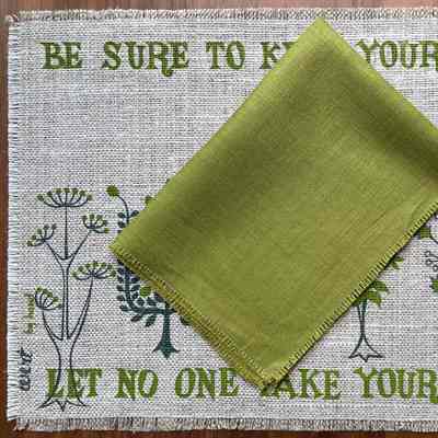 Placemat: Garden 147, Blue and Green on Tan