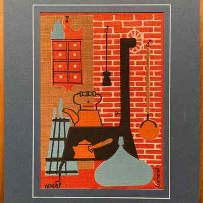 Matted Greeting: Kitchen 350-15, in blue mat.: Collection of Sara Leeper.