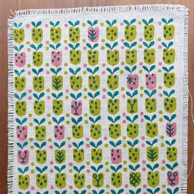 Napkin, Cocktail: Calico Hearts 318, Green