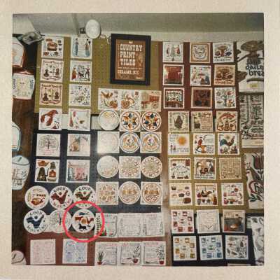 Weathervanes (TK) tile in a Country Prints trade show booth, 1960’s.: Collection of Sara Leeper.