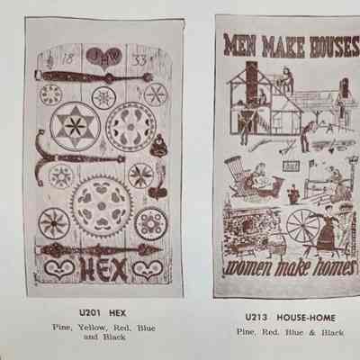 Hex U201 towel/wallhanging, left.: From “Country Prints by Robert Darr Wert and Neighbors”, c.1966. Image: Clark Peramo