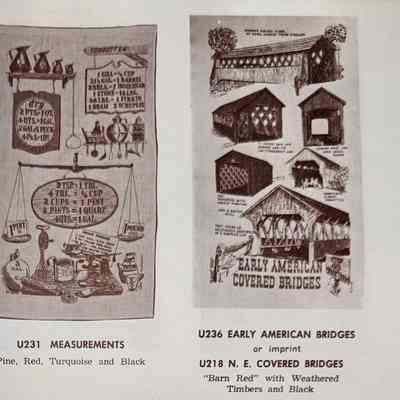 Early American Bridges U236 towel/wallhanging, right.: From “Country Prints by Robert Darr Wert and Neighbors”, c.1966. Image: Clark Peramo