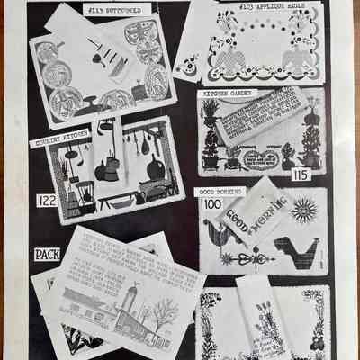 Page 2, six mat sets with matching napkins and a pack box.