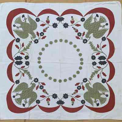 Tablecloth: Appliqué Eagle 456, 52”x52”, Red