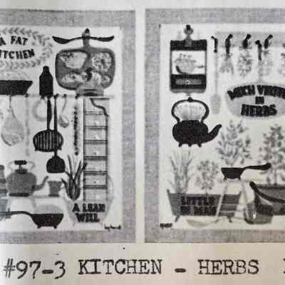 Fat Kitchen, left, offered as a framed print.: From “Country Prints in Frames Designed by Robert Darr Wert”, c.1960.
