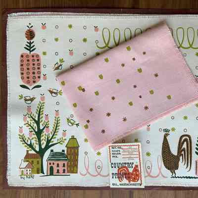 Matching placemat set: Calico Hearts 128 in rose.: PKM collection.