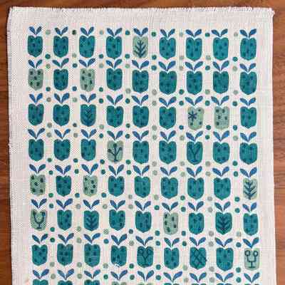 Napkin, Cocktail: Calico Hearts 318, Aqua