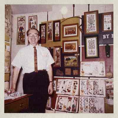 Bob Wert in a Country Prints trade show booth, c.1964.: Collection of Sara Leeper.