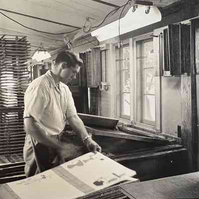 Kurth Malting commission in production at the Country Prints workshop.: Image: Collection of Sara Leeper. Image: unidentified photographer and media source.