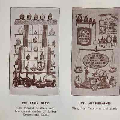 Early Glass 229 towel/wallhanging, left.: From “Country Prints by Robert Darr Wert and Neighbors”, c.1966. Image: Clark Peramo