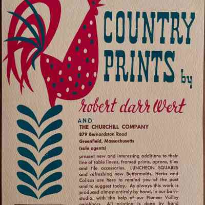 Cover of c.1955 price list with notation about framed Kitchen Hangings.: Collection of Sara Leeper.