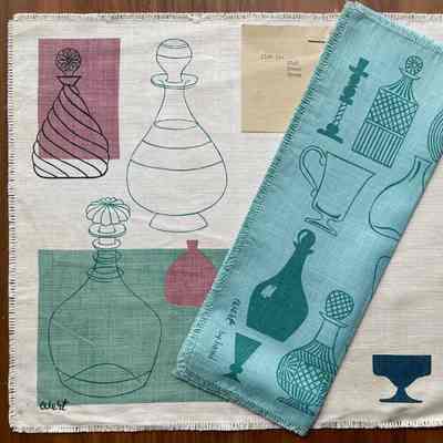 Placemat: Bottles 125, c.1957, Aqua