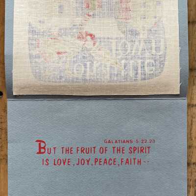 Notecard interior with bible quote, date, and Wert family names.