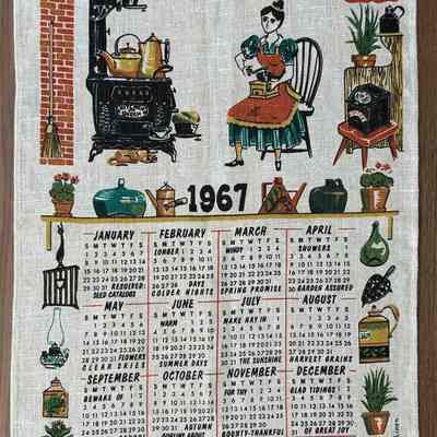 Matching Kitchen Blessing (TK) calendar towel, 1967.: PKM collection.
