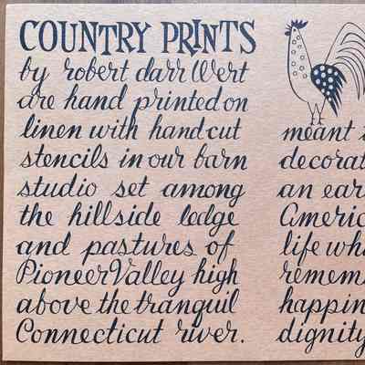 Example on tan card stock with black ink.: Collection of Sara Leeper. Image: PKM