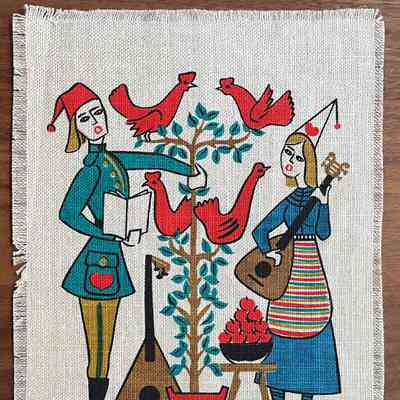 Gift Greeting, Christmas: Twelve Days, Fourth Day; with Twelve Days folio, c.1955