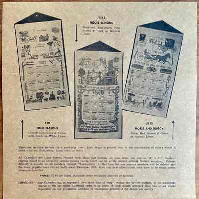 Branding, Brochure: c.1967, Country Print Calendar Towels
