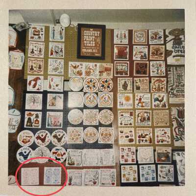 Available in two colorways. Country Prints trade show booth, 1960’s.: Image: Collection of Sara Leeper.