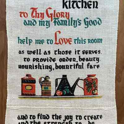 Matching Plowshares wallhanging: Kitchen Blessing U804; see “Plowshares” entries.: PKM collection.