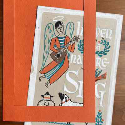 Artwork with die cut Strathmore notecard.