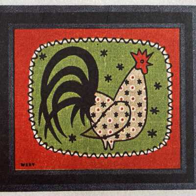 Framed print: Chickens 67-3, one of a pair (Rooster), from magazine cover below.: Cropped from the Design magazine cover below.