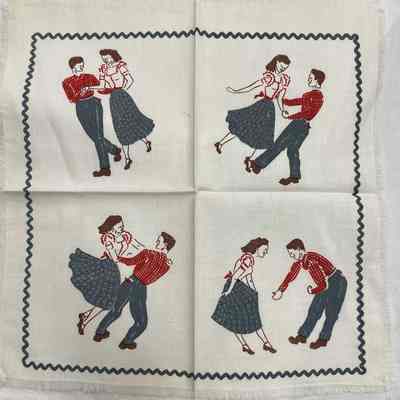 Square dancer napkin: Gill Historical Commission collection. Image: Michael J. Dawson.