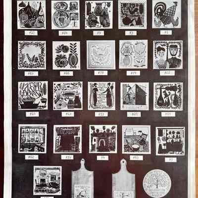Roosters T-1, top row, right.: From “Robert Darr Wert/Country Prints Tiles”, c.1960. Collection of Sara Leeper.