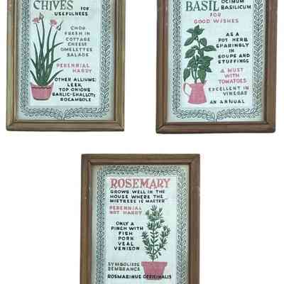 Chives, Basil and Rosemary notecards in third party frames.: Image: cheyar-2802, ebay.com.