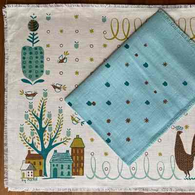 Placemat: Calico Hearts 128, c.1954, Aqua