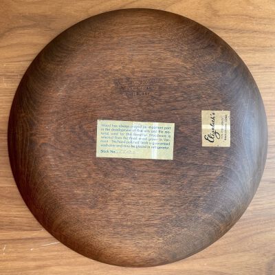 Back of server with an imprint and a label from Woodbury’s Woodware, Inc., and retailer Elizabeth’s on the Green of Middletown CT.