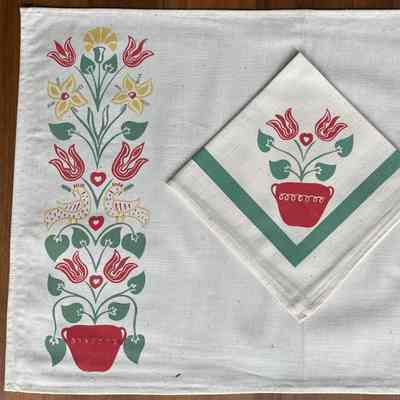 Placemat: Flower Pot 103, c.1948, Solid Border, Green