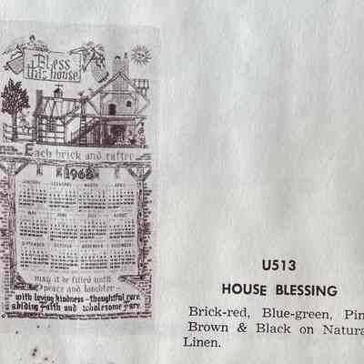 House Blessing U513 calendar towel from “1968 Calendars/Robert Darr Wert/Country Prints, Inc.”: See “Branding” for complete brochure.