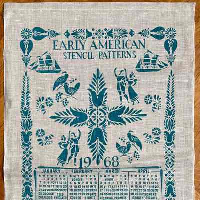 Towel, Calendar: Stencil Pattern U501, Blue, 1968