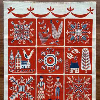 Towel, Wallhanging: Quilts 203, c.1954, Red