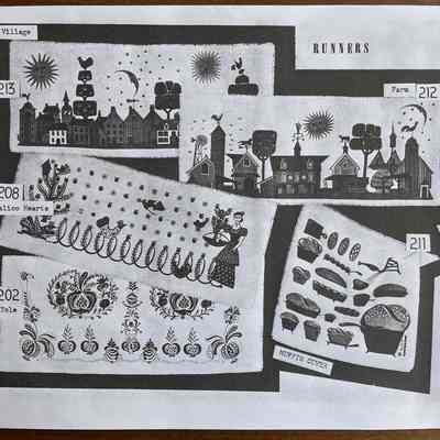 Calico Hearts 208, left center.: From “Mat Sets by Robert Darr Wert/Country Prints”, c.1960.