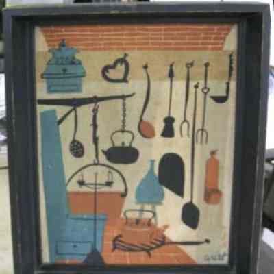 Framed print: Country Kitchen (TK), c.1955-60, in a black painted pine Country Prints frame.: Images: Worthpoint.com, unless noted.