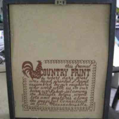 Back of framed print with Country Prints imprint.
