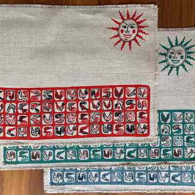 Napkins in three colorways.: Collection of Sara Leeper.